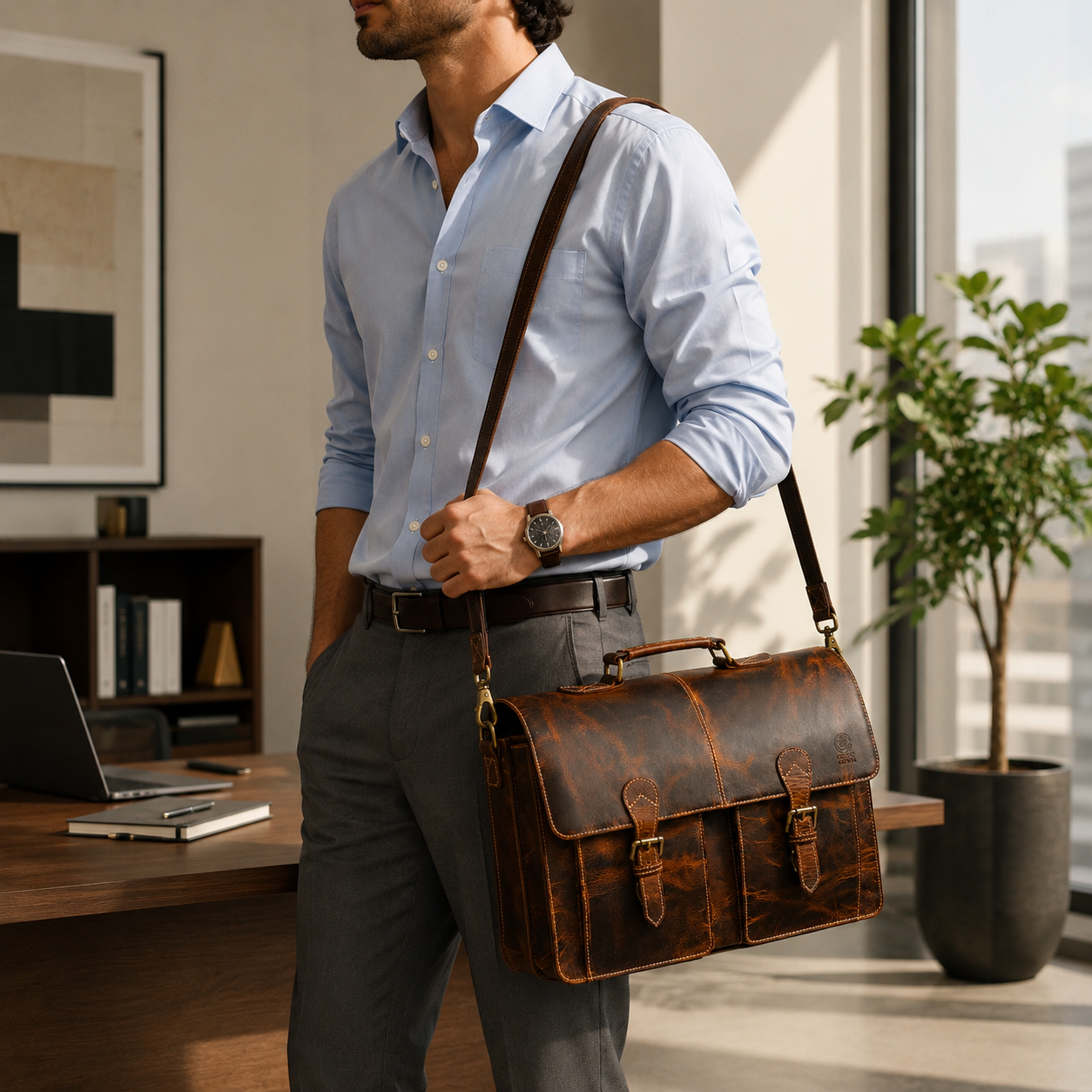 The Bexley Leather Satchel - Office Bag